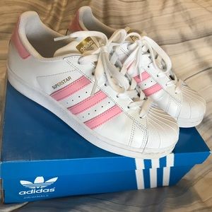 Adidas SUPERSTAR white and pink shoes -size 7